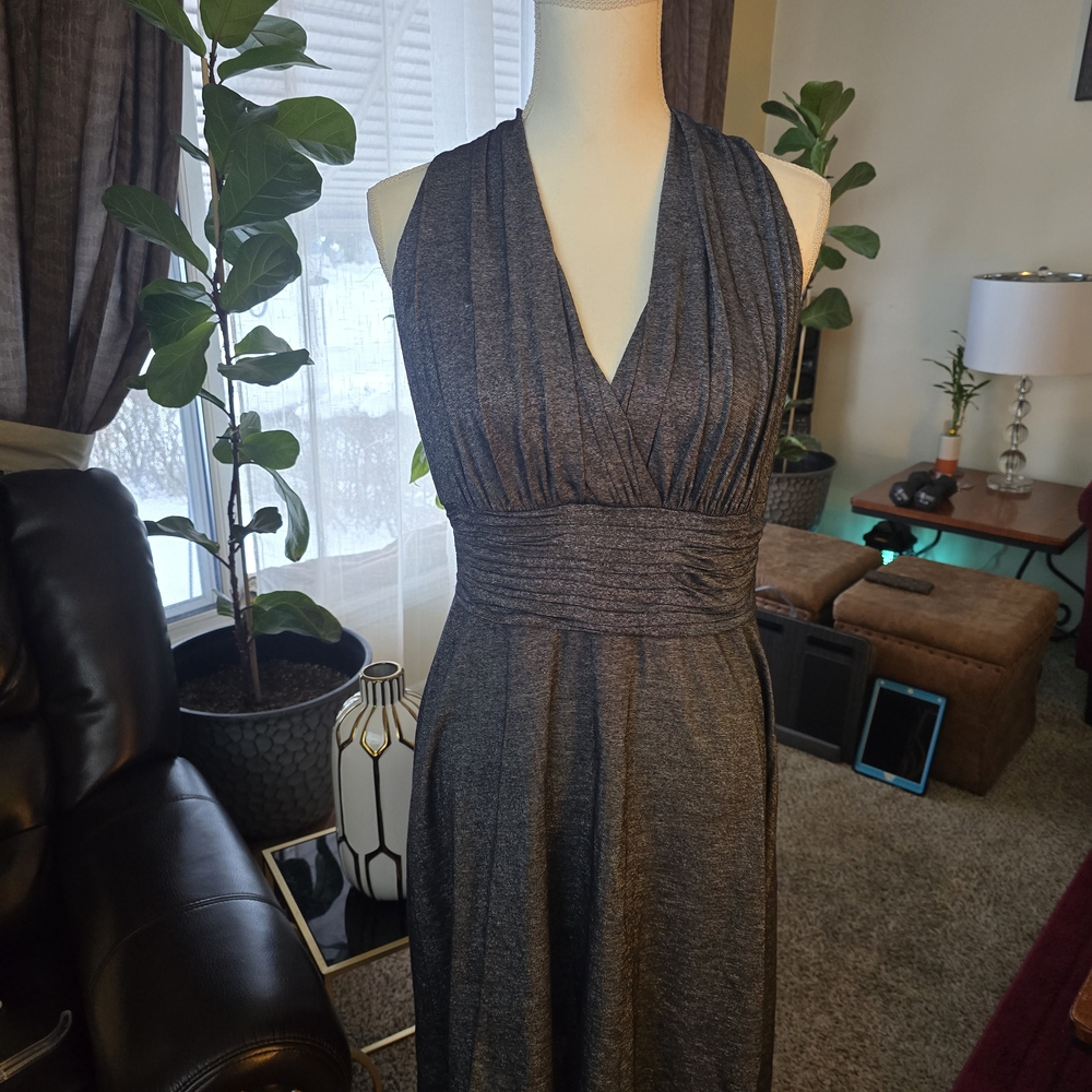 Chic Charcoal/Silver/Black Sleeveless Midi Dress
